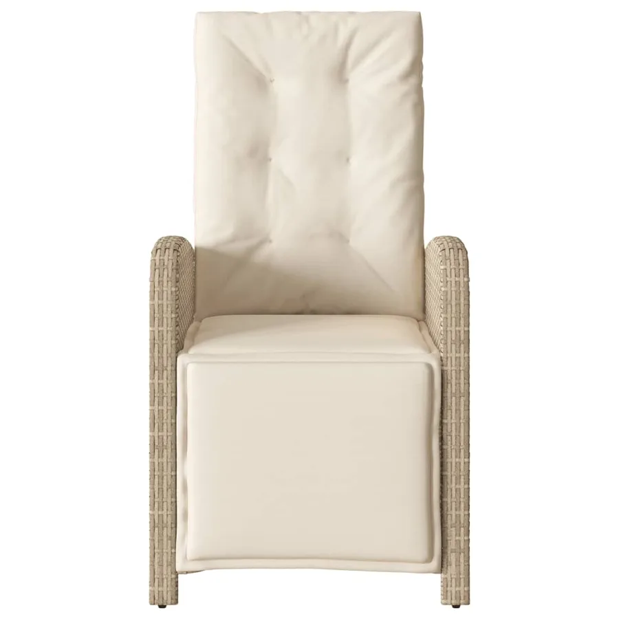 Chaise inclinable de jardin et repose-pied beige résine tressée - 4