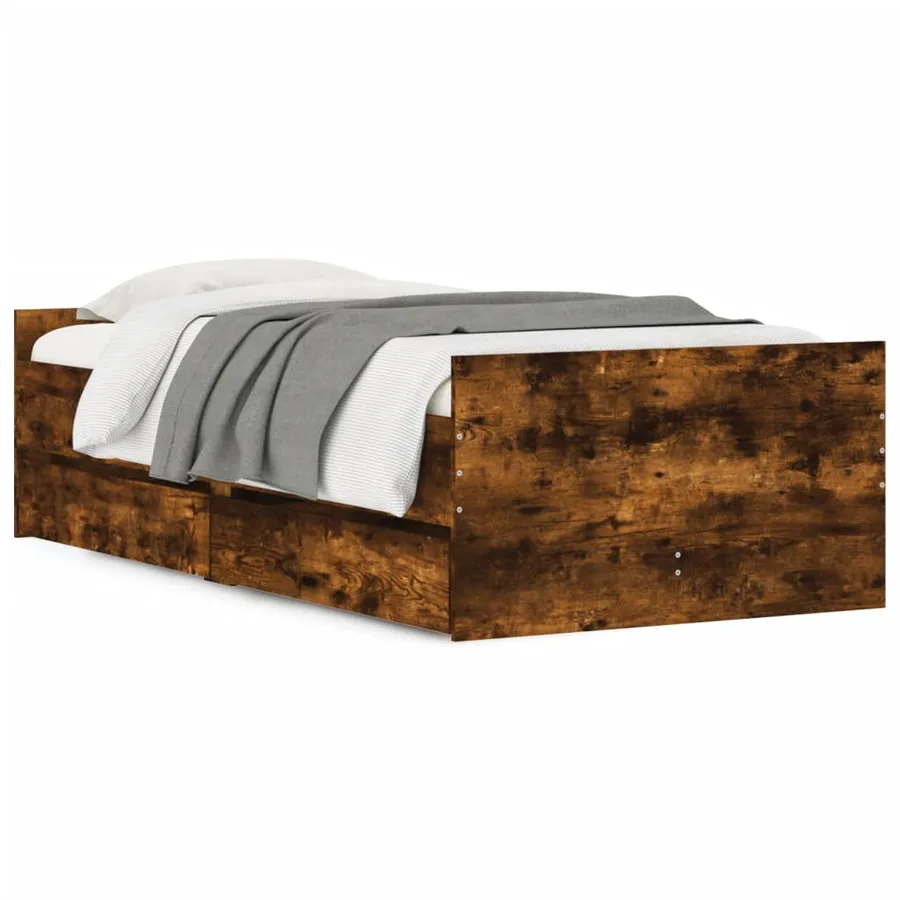Cadre de lit sans matelas chêne fumé 75x190 cm - 2