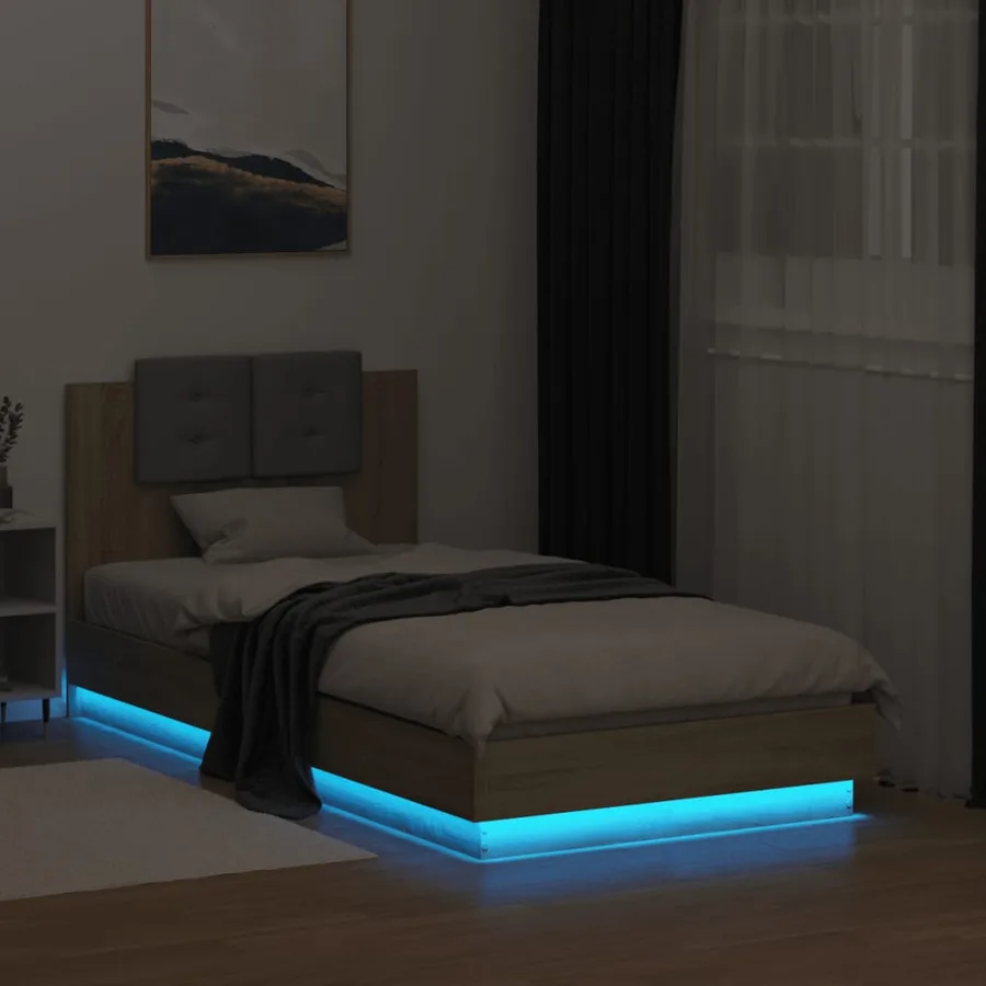 Cadre de lit avec LED sans matelas chêne sonoma 75x190 cm - 4