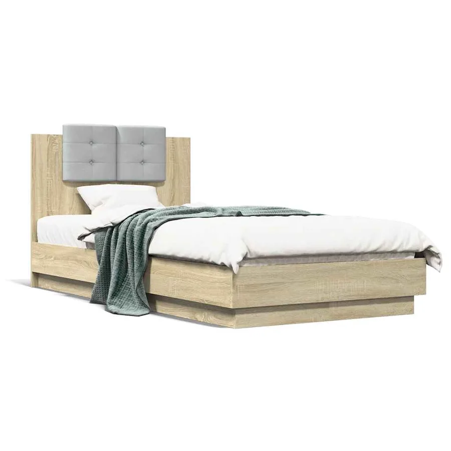 Cadre de lit avec LED sans matelas chêne sonoma 75x190 cm - 5