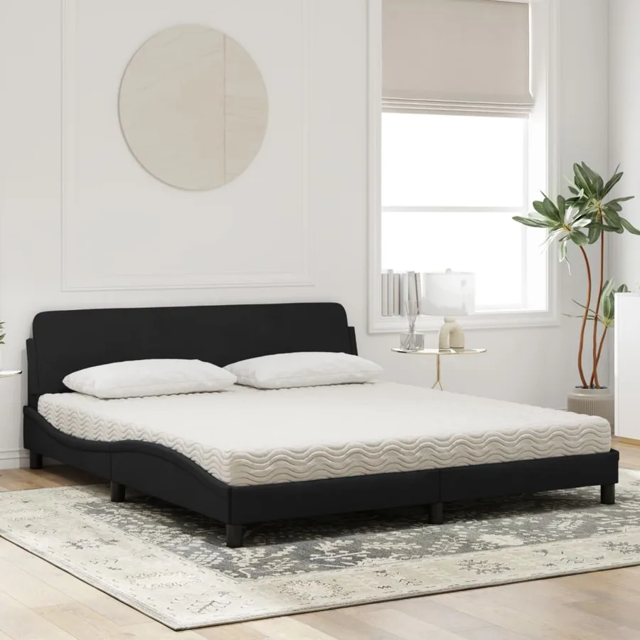 Lit avec matelas Dover noir 180x200 cm velours - 3