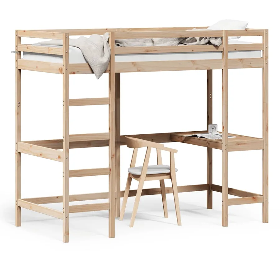 Lit superposé sans matelas 90x190 cm bois massif de pin - 2