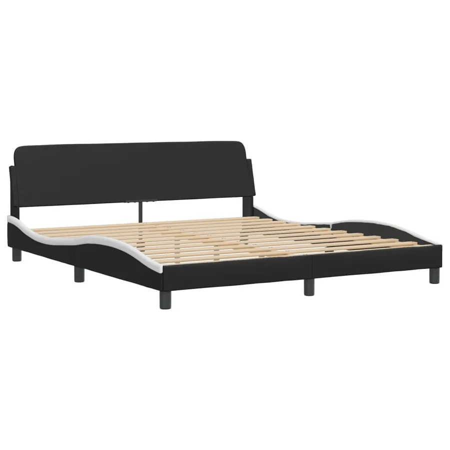 Lit avec matelas Hvar noir et blanc 180x200 cm similicuir - 4