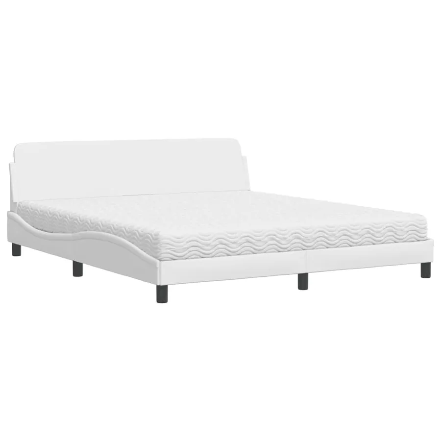 Lit avec matelas Dover blanc 180x200 cm similicuir - 2