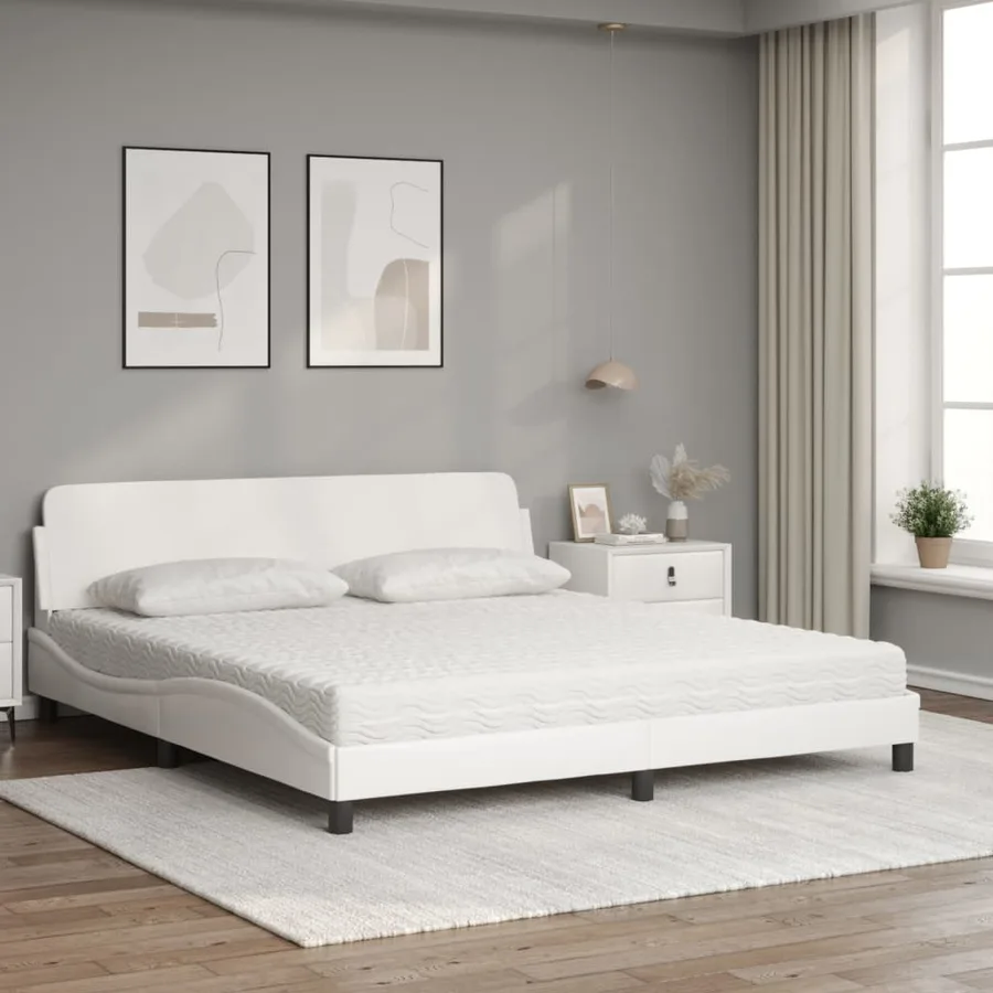 Lit avec matelas Dover blanc 180x200 cm similicuir - 3
