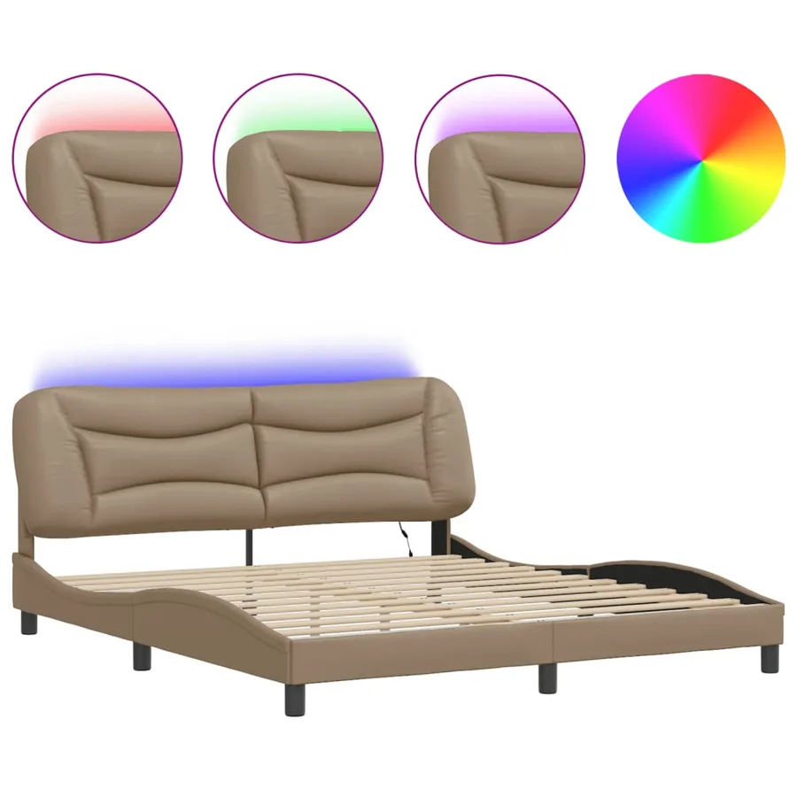 Cadre de lit avec LED sans matelas Hvar cappuccino 180x200 cm - 2