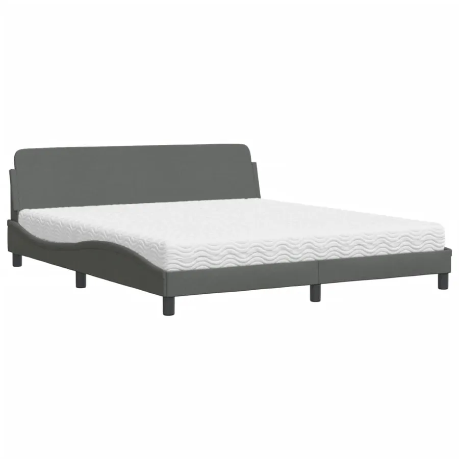 Lit avec matelas Dover gris foncé 180x200 cm tissu - 2