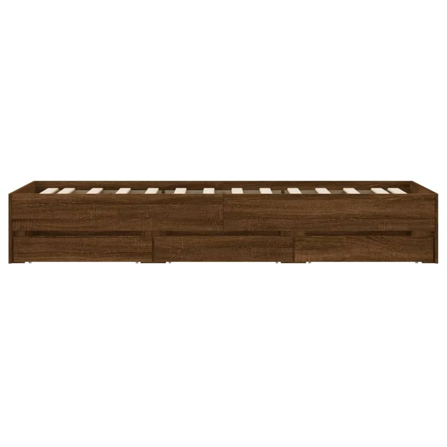 Cadre de lit avec tiroirs sans matelas chêne marron 75x190 cm - 7