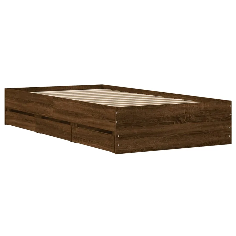 Cadre de lit avec tiroirs sans matelas chêne marron 75x190 cm - 8