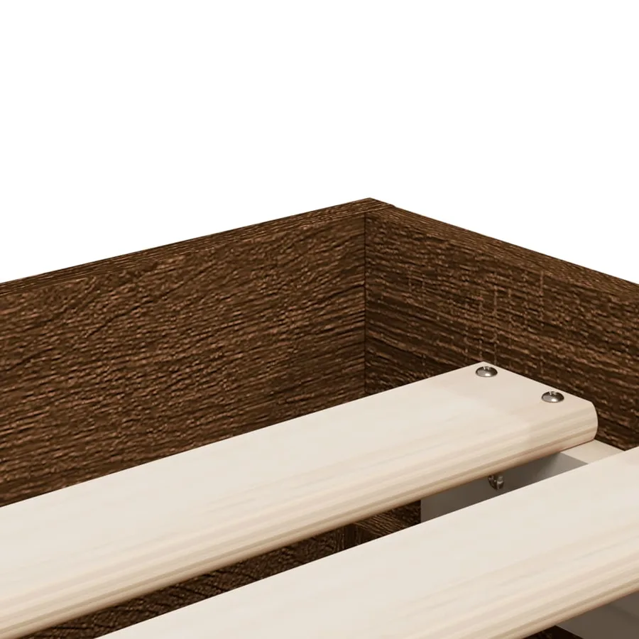 Cadre de lit avec tiroirs sans matelas chêne marron 75x190 cm - 9