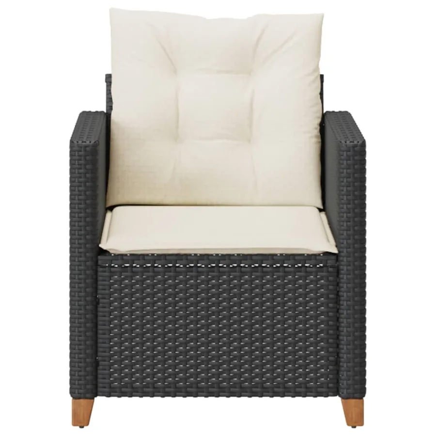 Chaise de jardin avec coussins noir résine tressée - 4