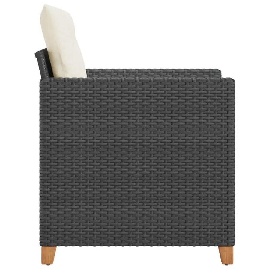 Chaise de jardin avec coussins noir résine tressée - 5