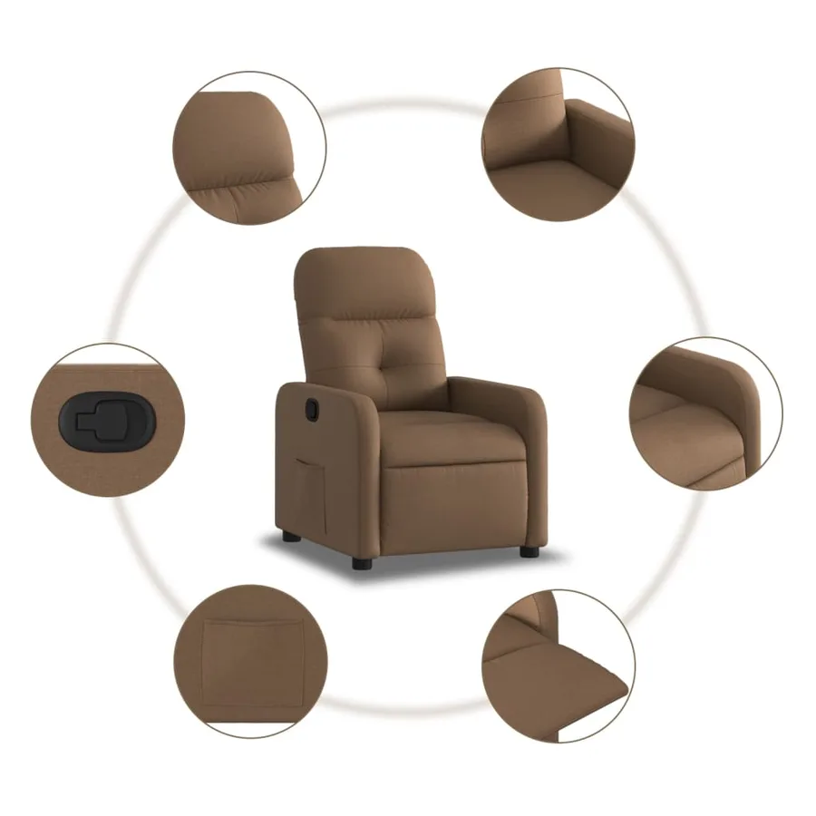 Fauteuil inclinable Marron Tissu - 5