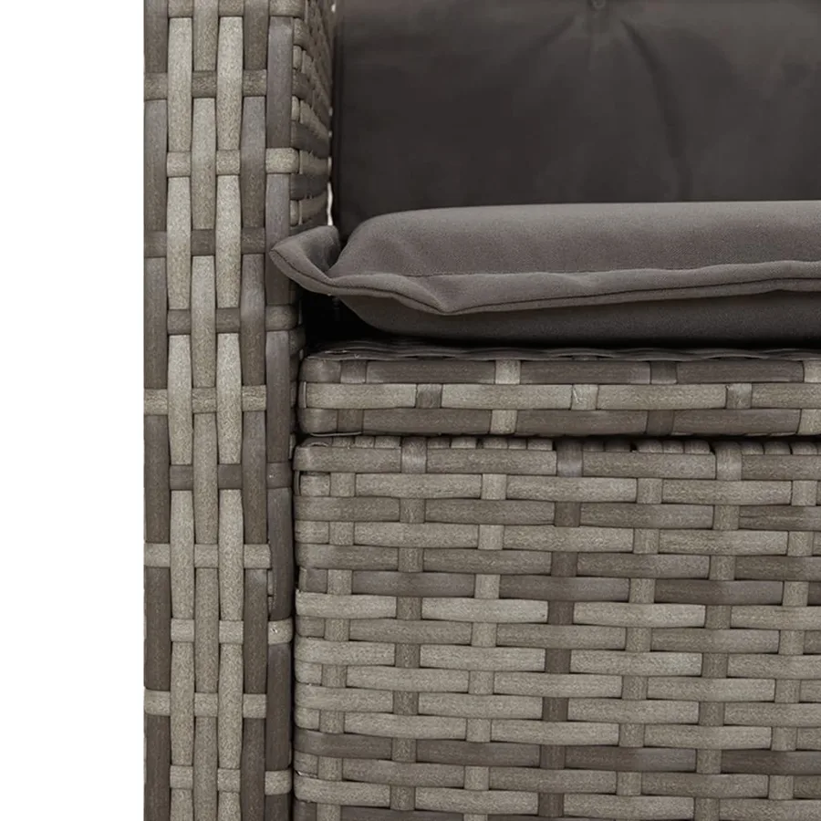 Ensemble à manger de jardin et coussins 7 pcs gris rotin - 10