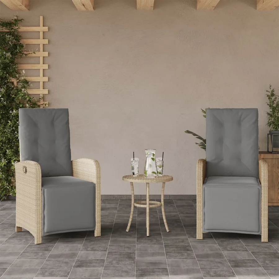 Ensemble de bistro 3 pcs coussins mélange beige résine tressée - 3