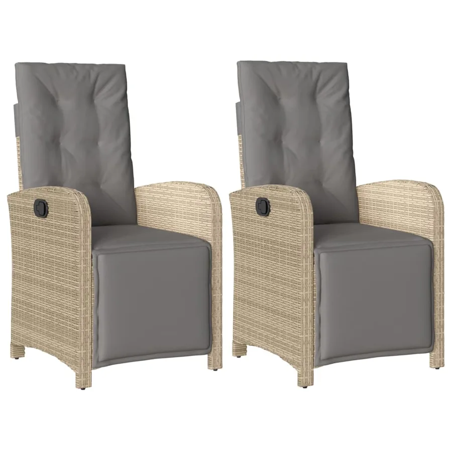 Chaises inclinables de jardin lot de 2 avec repose-pied rotin - 2