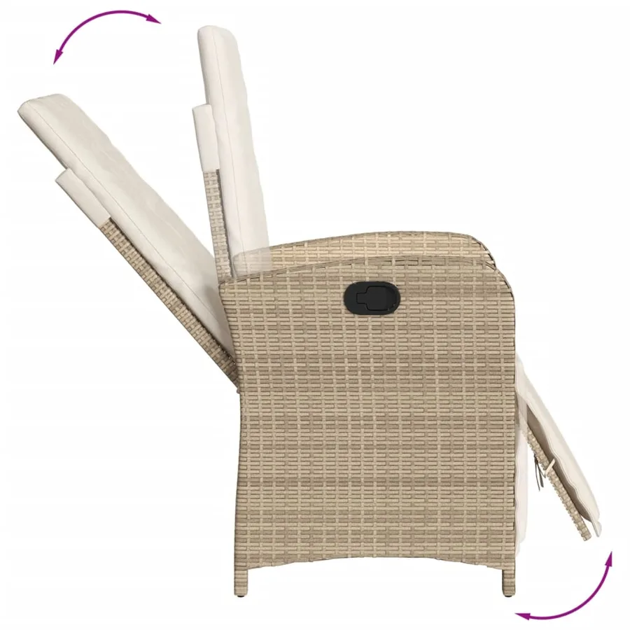 Ensemble à manger de jardin et coussins 7 pcs beige poly rotin - 6