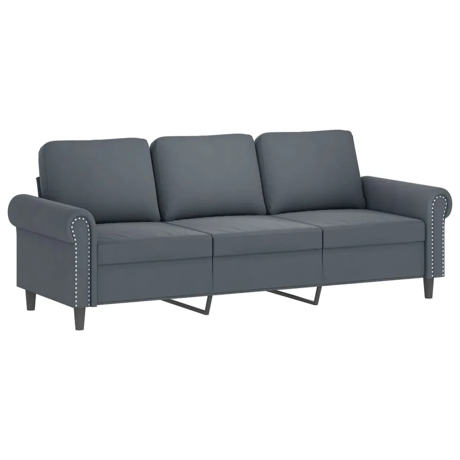 Ensemble de canapés 2 pcs avec coussins gris foncé velours - 4