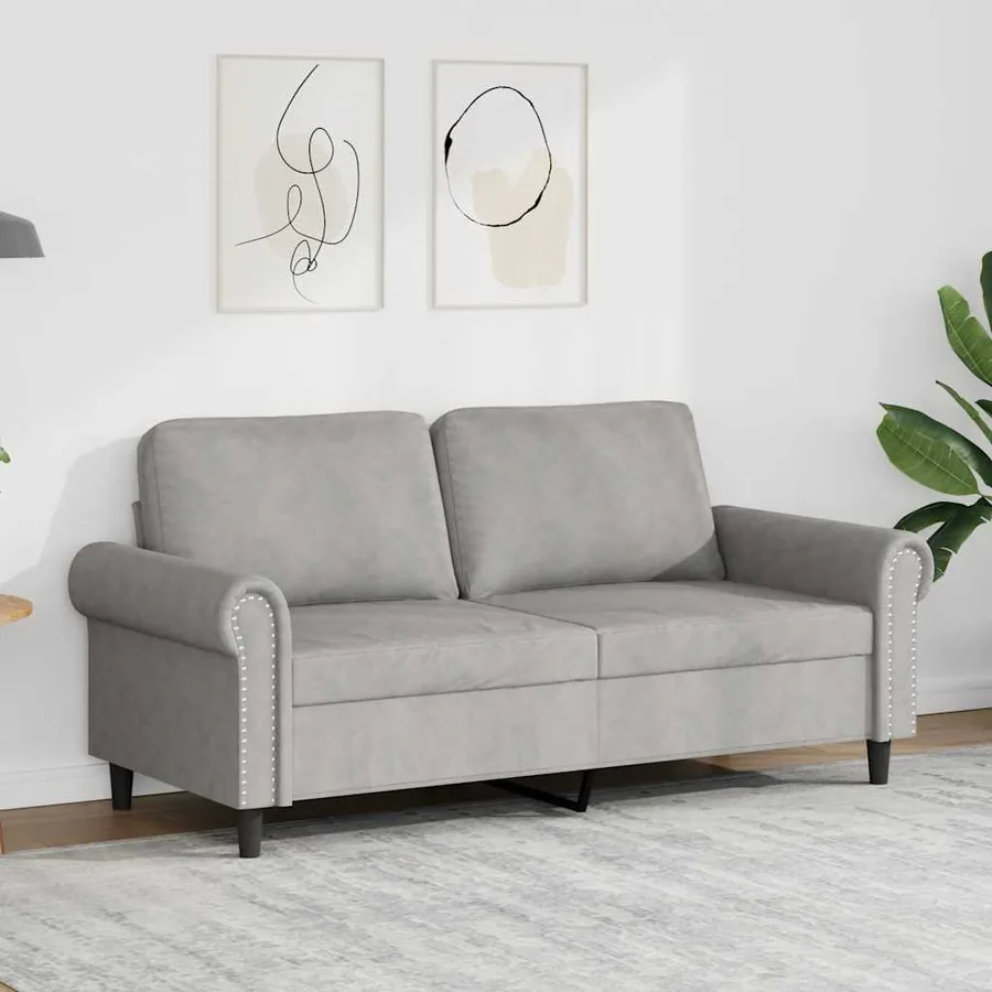 Canapé à 2 places Gris clair 140 cm Velours