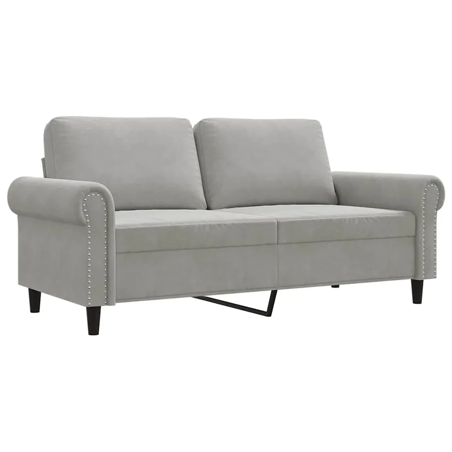 Canapé à 2 places Gris clair 140 cm Velours - 2