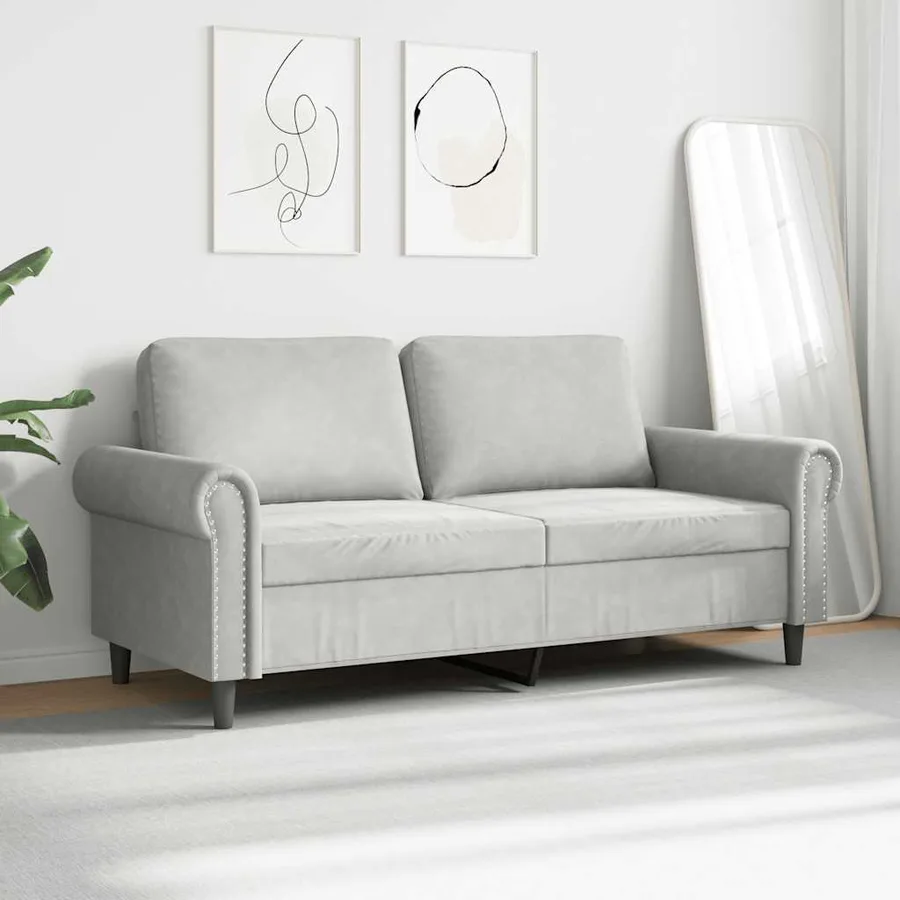 Canapé à 2 places Gris clair 140 cm Velours - 3