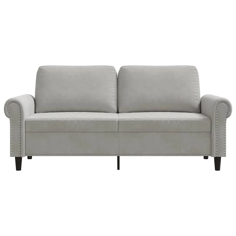 Canapé à 2 places Gris clair 140 cm Velours - 4