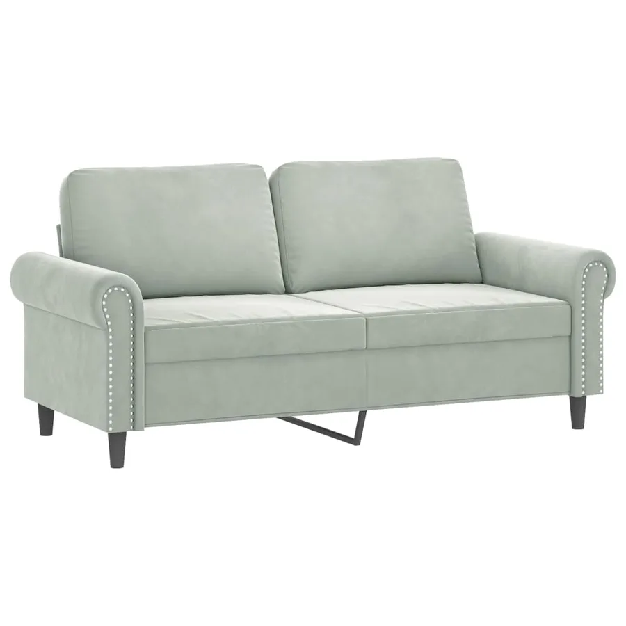 Ensemble de canapés 2 pcs avec coussins Gris clair Velours - 4