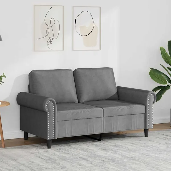 Canapé à 2 places Gris foncé 120 cm Velours