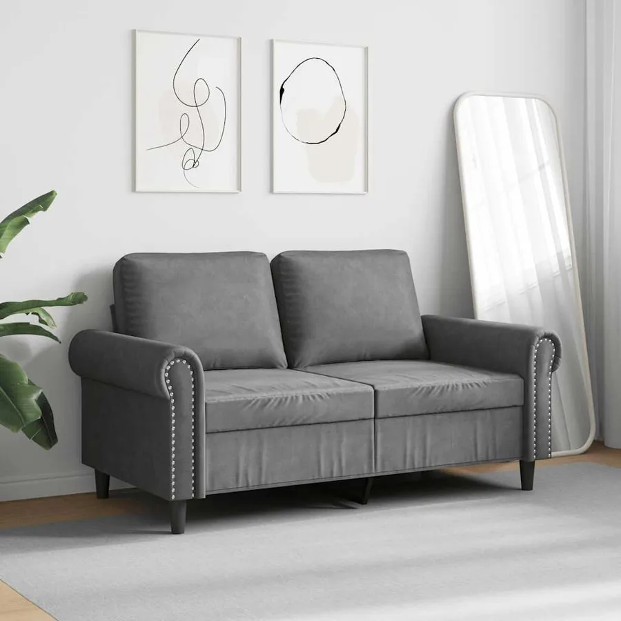 Canapé à 2 places Gris foncé 120 cm Velours - 3
