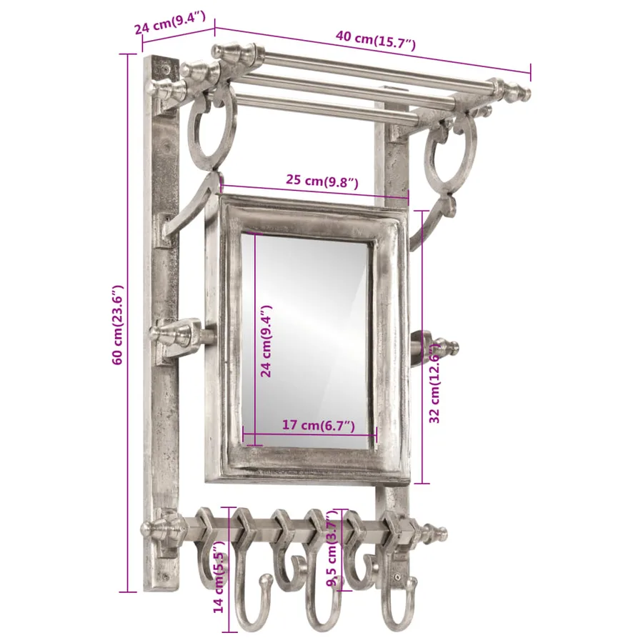 Porte-bagages avec cintres mural aluminium - 6