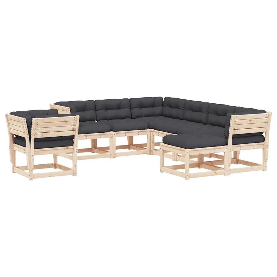 Salon de jardin 8 pcs avec coussins Bois de pin massif - 2