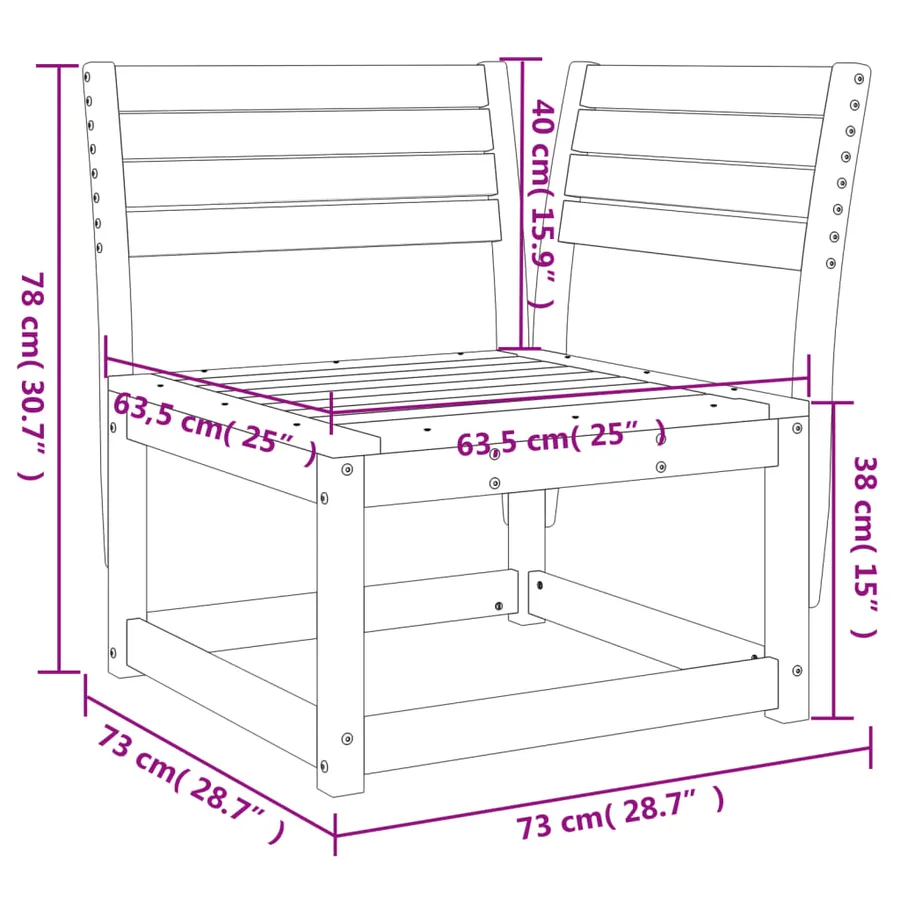 Canapé d'angle de jardin 73x73x78 cm bois massif douglas - 8