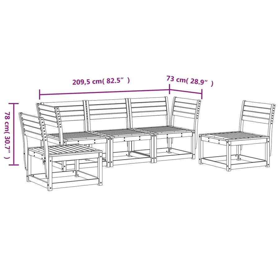 Salon de jardin 5 pcs bois de pin massif - 7