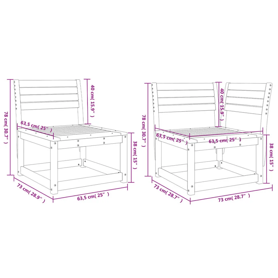 Salon de jardin 5 pcs bois de pin massif - 8