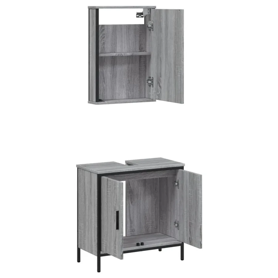 Ensemble de meubles de salle de bain 2 pcs Sonoma gris - 5