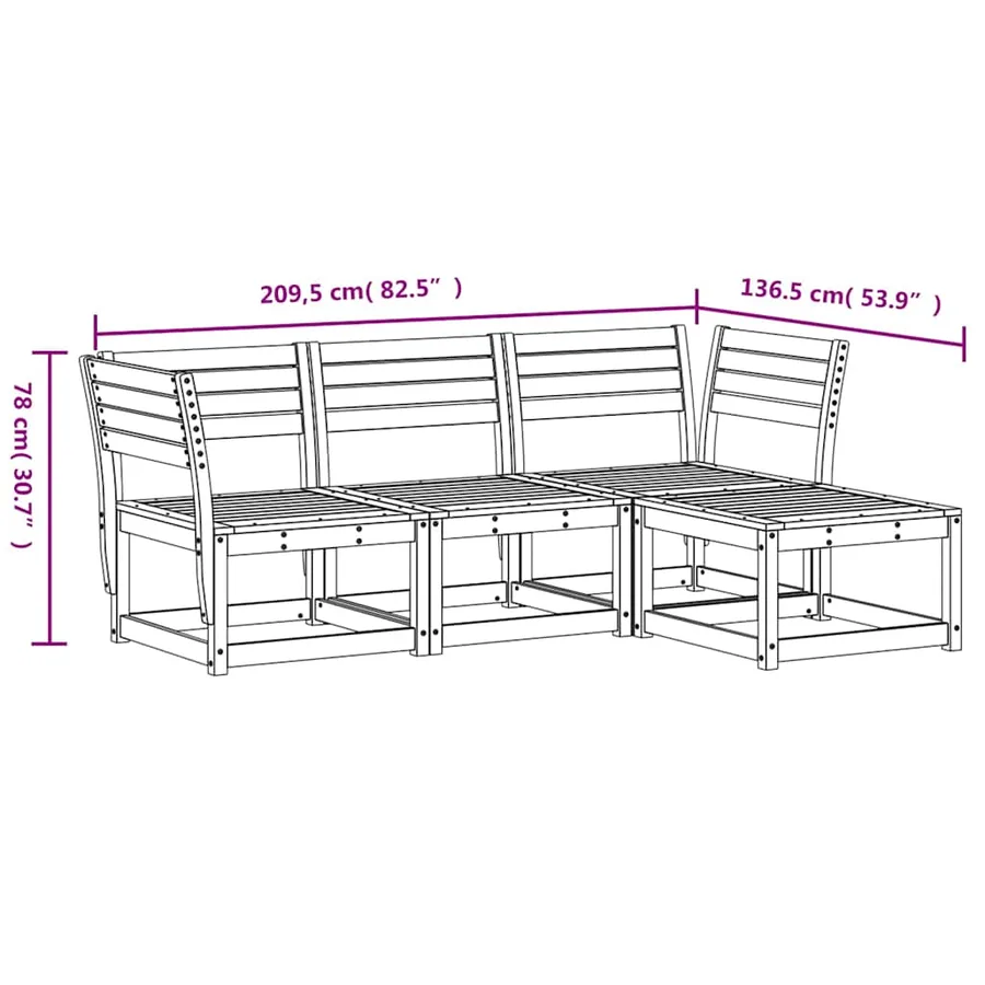 Salon de jardin 4 pcs bois massif de pin - 8