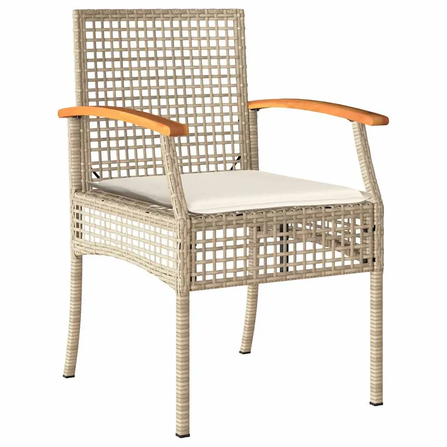 Ensemble à manger de jardin et coussins 7 pcs beige poly rotin - 3