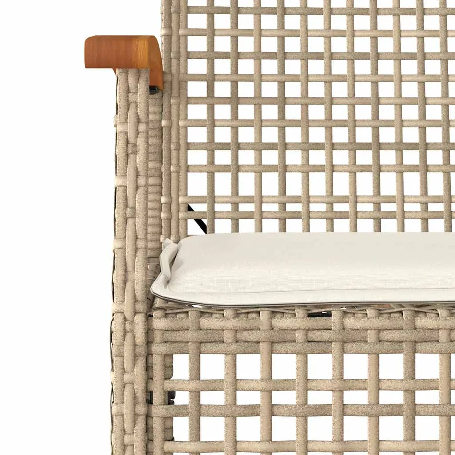 Ensemble à manger de jardin et coussins 7 pcs beige poly rotin - 5