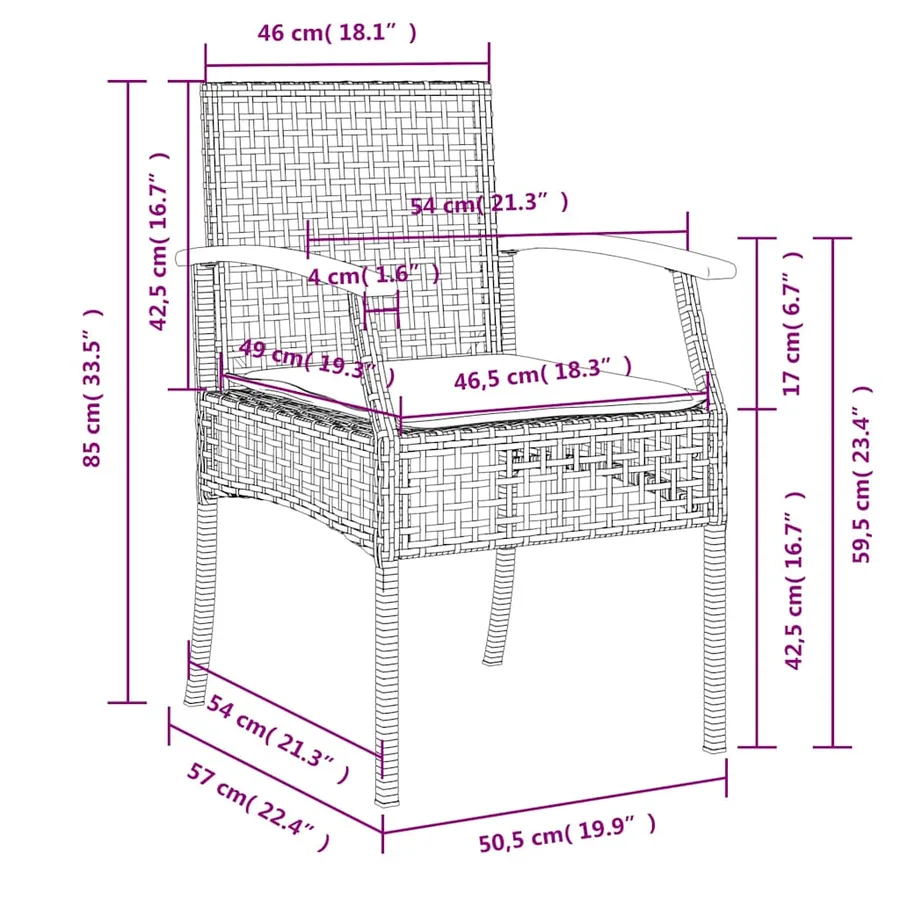 Ensemble à manger de jardin et coussins 9 pcs beige Poly rotin - 8