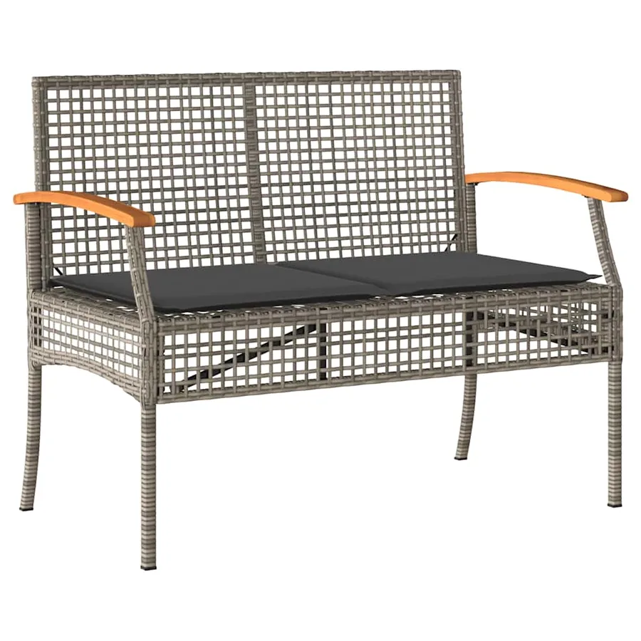 Salon de jardin 4 pcs avec coussins Gris Résine tressée - 4