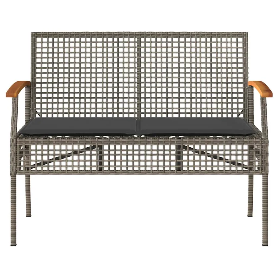 Salon de jardin 4 pcs avec coussins Gris Résine tressée - 5