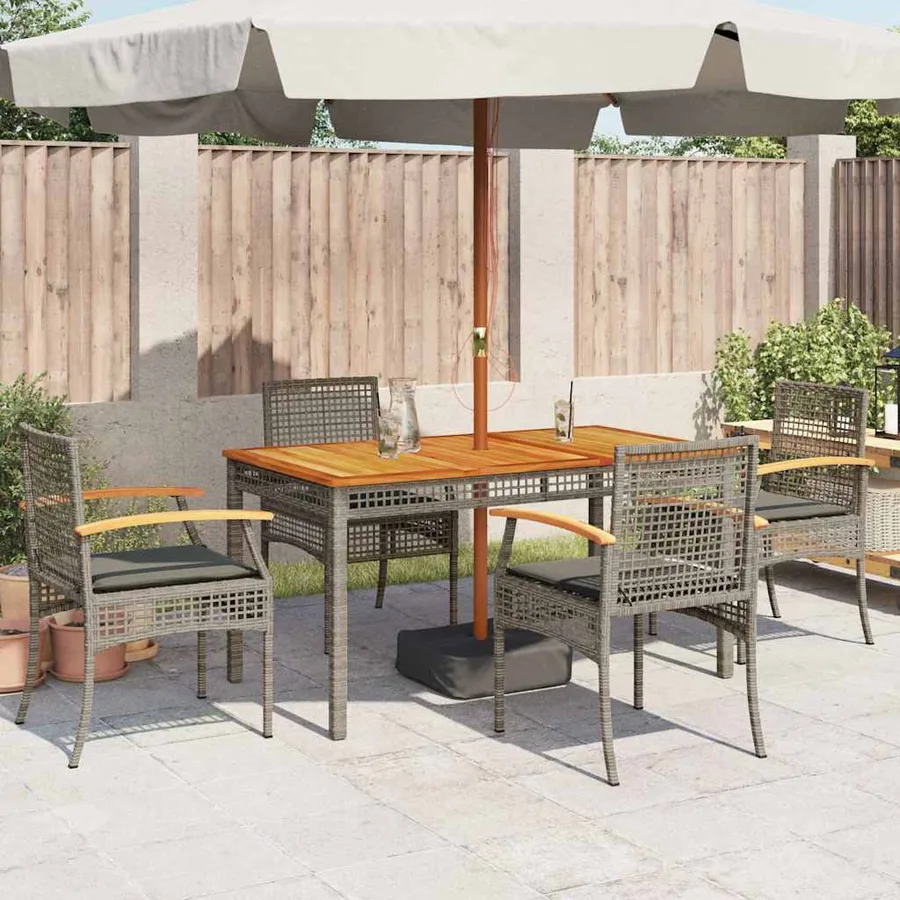 Chaises de jardin coussins lot de 4 gris résine tressée acacia - 3