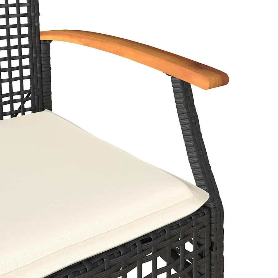 Ensemble de bistro 3 pcs et coussins noir résine tressée acacia - 10