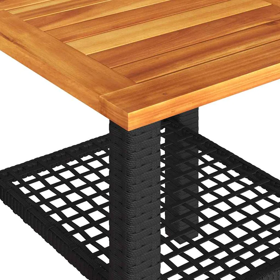 Ensemble de bistro 3 pcs et coussins noir résine tressée acacia - 12