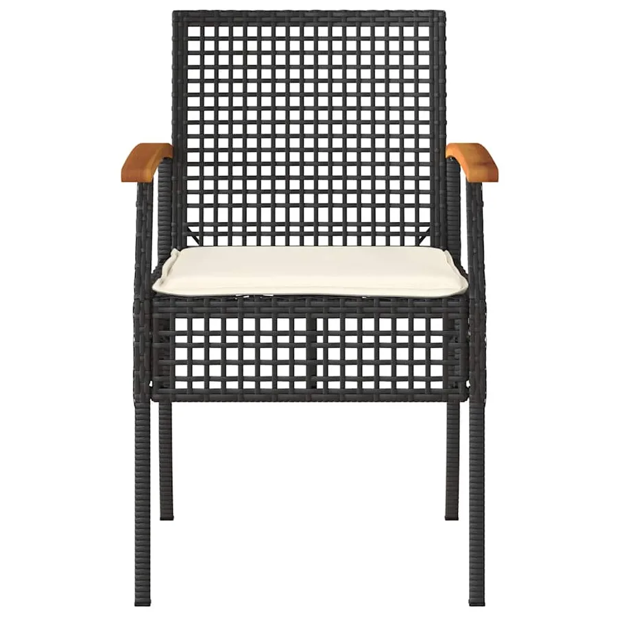 Ensemble de bistro 3 pcs et coussins noir résine tressée acacia - 4