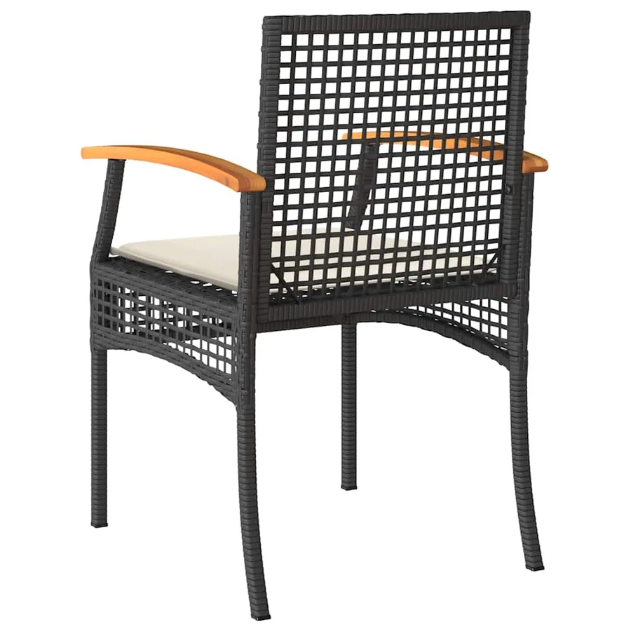 Ensemble de bistro 3 pcs et coussins noir résine tressée acacia - 7