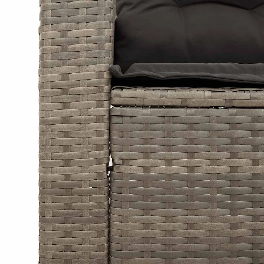 Salon de jardin avec coussins 3 pcs gris résine tressée - 7