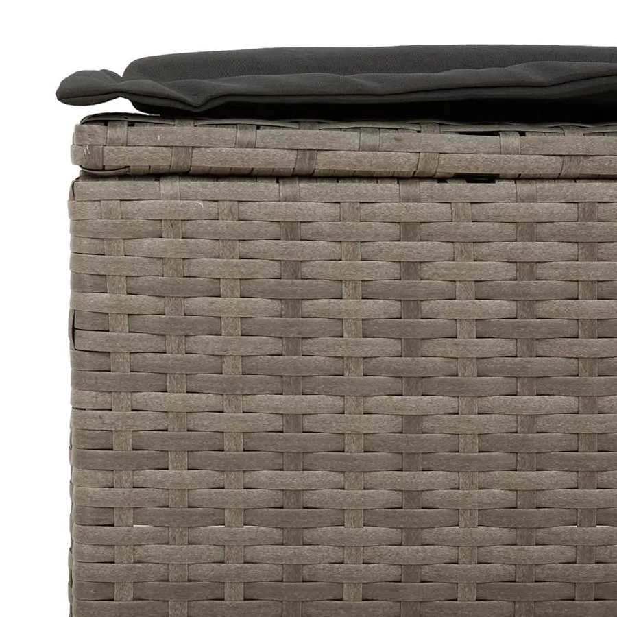 Salon de jardin avec coussins 3 pcs gris résine tressée - 8