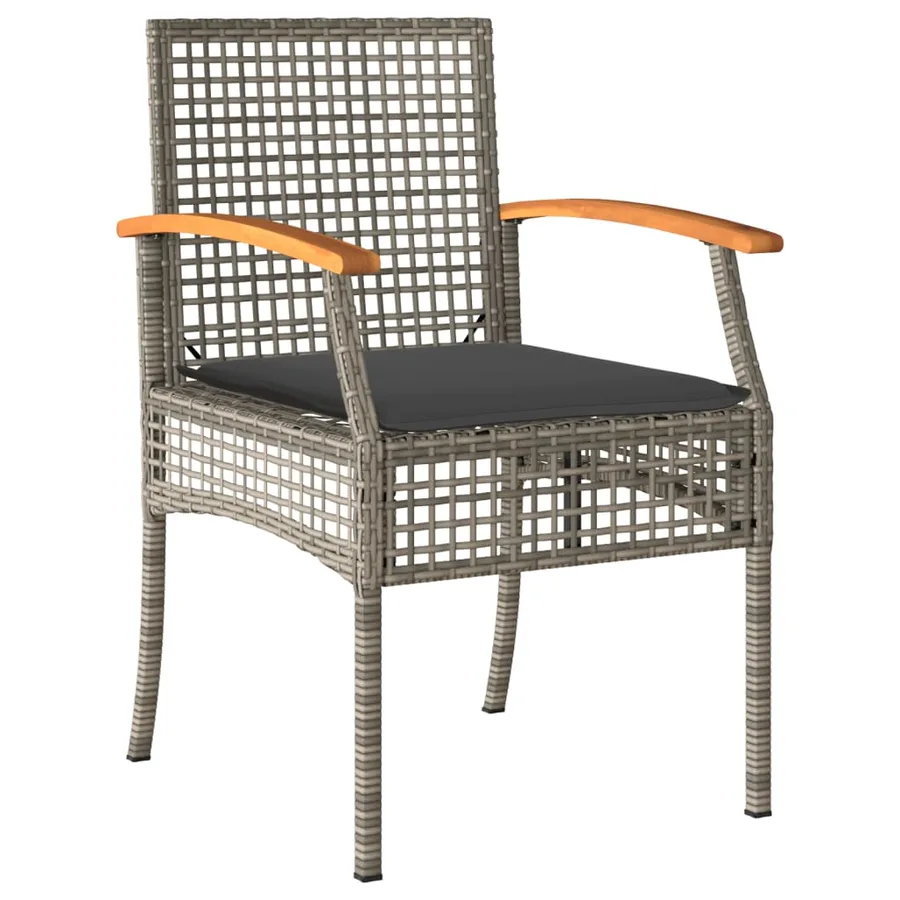 Ensemble à manger de jardin et coussins 7 pcs gris rotin - 3