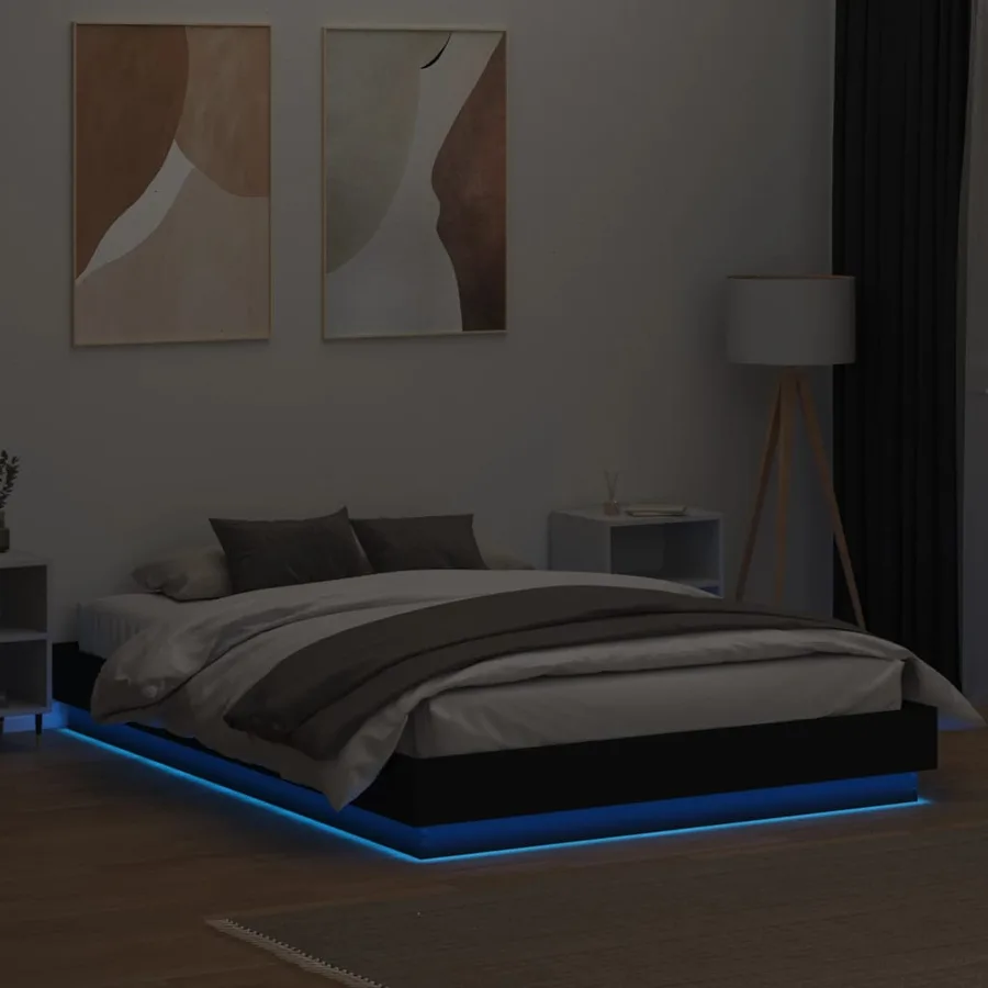 Cadre de lit avec LED sans matelas noir 150x200 cm - 4